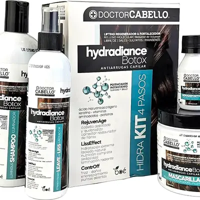 Kit de tratamiento capilar con champú, mascarilla y otros productos